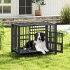 Foldable Heavy-Duty Metal Dog Cage Chew-proof Dog Crate with Lockable Universal Wheels