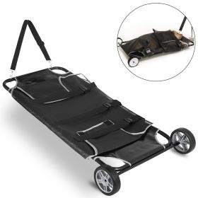 VEVOR Animal Stretcher, 45 x 25 Inch Max. 250 lbs Capacity, Dog Transport Pet Trolley with Wheels, Veterinary Apply for Large Pets, Black