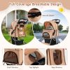 Folding Pet Stroller with Storage Basket and Adjustable Canopy