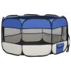 Foldable Dog Playpen with Carrying Bag Blue 49.2"x49.2"x24"